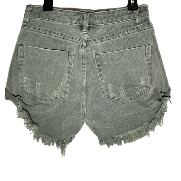 NWT‎ Women’s Mustard Seed Distressed Destroyed High Rise Denim Shorts Sage Small - Picture 5 of 6